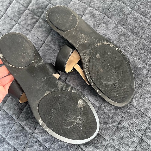 Gucci Sandals Women Size 42 or 12 GG Black Gold Leather Thong Shoe Flat T strap - Picture 7 of 13